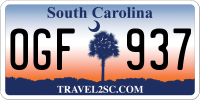 SC license plate OGF937