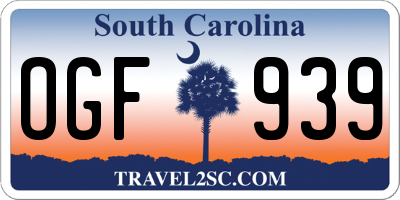 SC license plate OGF939