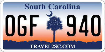 SC license plate OGF940