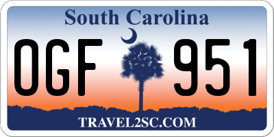 SC license plate OGF951