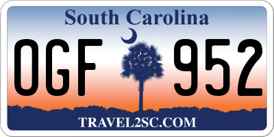 SC license plate OGF952