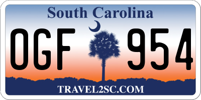 SC license plate OGF954