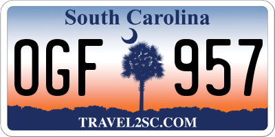 SC license plate OGF957