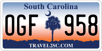 SC license plate OGF958