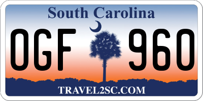 SC license plate OGF960