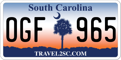 SC license plate OGF965