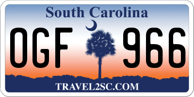 SC license plate OGF966