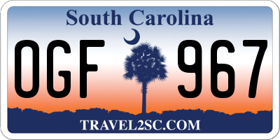 SC license plate OGF967