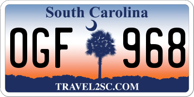 SC license plate OGF968