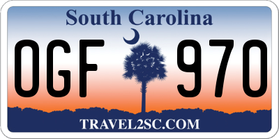 SC license plate OGF970