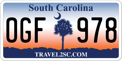 SC license plate OGF978