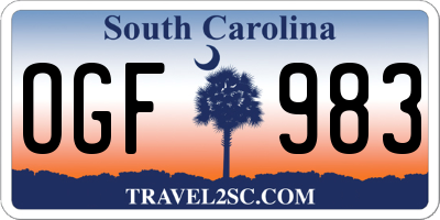SC license plate OGF983