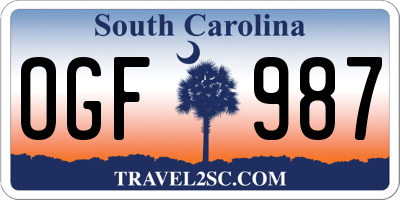 SC license plate OGF987