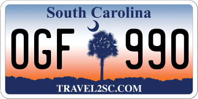 SC license plate OGF990