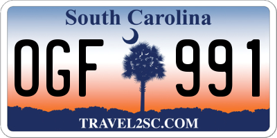 SC license plate OGF991