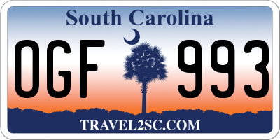 SC license plate OGF993