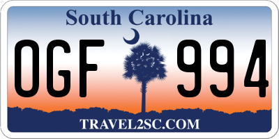 SC license plate OGF994