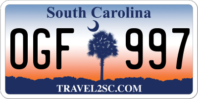 SC license plate OGF997