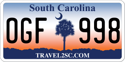 SC license plate OGF998
