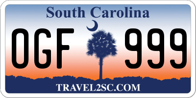 SC license plate OGF999