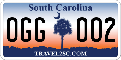 SC license plate OGG002