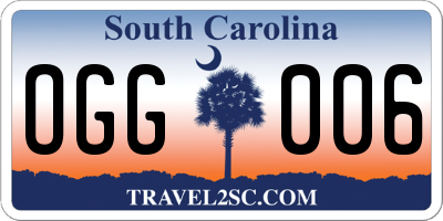 SC license plate OGG006
