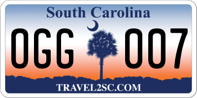 SC license plate OGG007