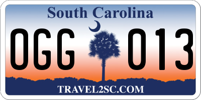 SC license plate OGG013