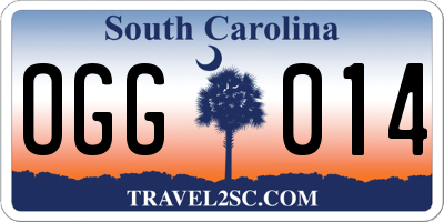 SC license plate OGG014