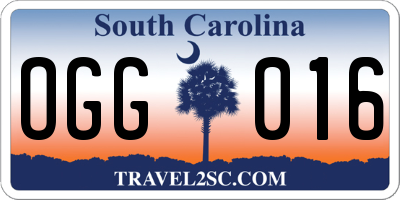 SC license plate OGG016