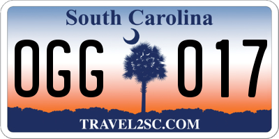 SC license plate OGG017