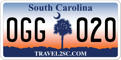 SC license plate OGG020