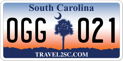 SC license plate OGG021