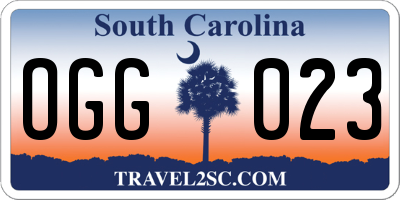 SC license plate OGG023