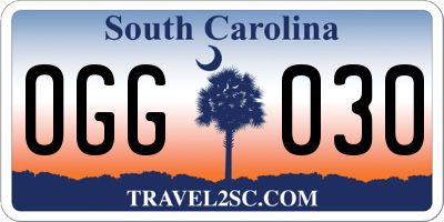 SC license plate OGG030