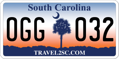 SC license plate OGG032