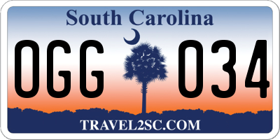 SC license plate OGG034
