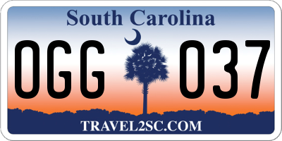 SC license plate OGG037