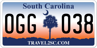 SC license plate OGG038