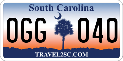 SC license plate OGG040