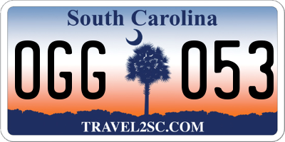SC license plate OGG053