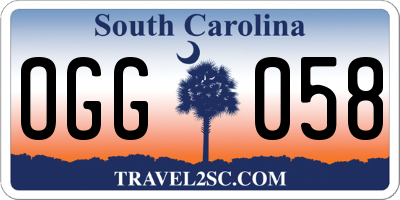 SC license plate OGG058