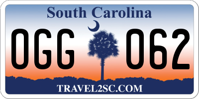 SC license plate OGG062