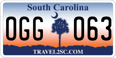 SC license plate OGG063