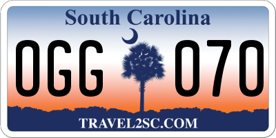 SC license plate OGG070