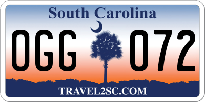 SC license plate OGG072