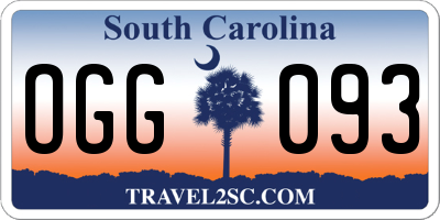 SC license plate OGG093