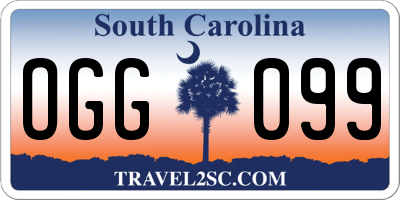 SC license plate OGG099