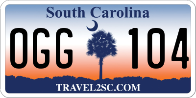 SC license plate OGG104