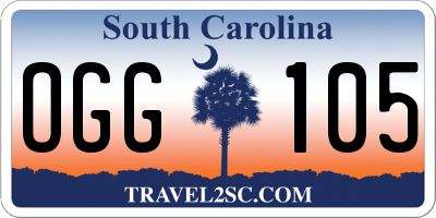 SC license plate OGG105